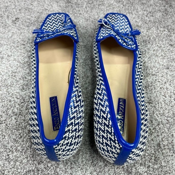 Enzo‎ Angiolini Blue and White Herringbone loafers Size 11S - Picture 8 of 10